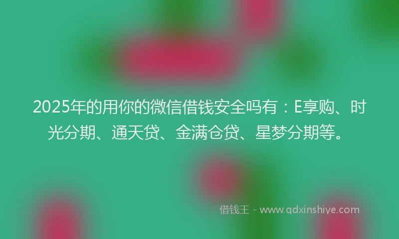 2025年的用你的微信借钱安全吗有：E享购、时光分期、通天贷、金满仓贷、星梦分期等。