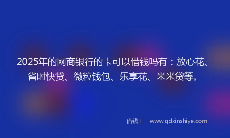 2025年的网商银行的卡可以借钱吗有：放心花、省时快贷、微粒钱包、乐享花、米米贷等。