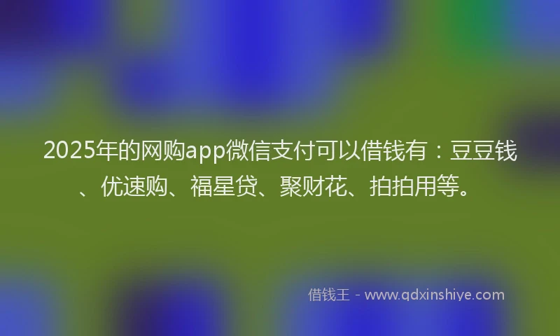 2025年的网购app微信支付可以借钱有：豆豆钱、优速购、福星贷、聚财花、拍拍用等。