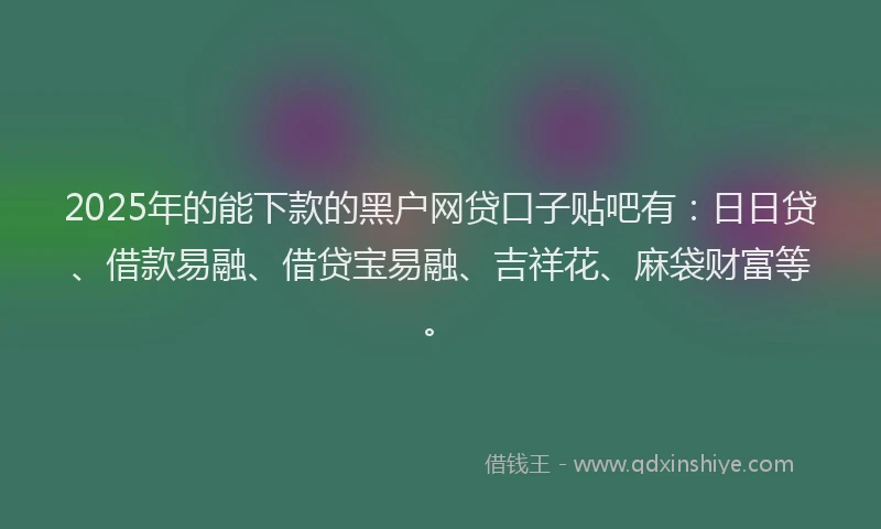 2025年的能下款的黑户网贷口子贴吧有：日日贷、借款易融、借贷宝易融、吉祥花、麻袋财富等。