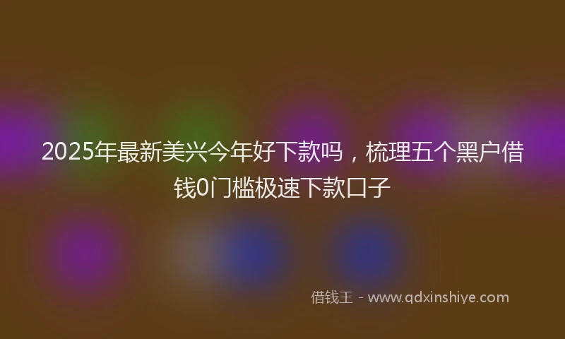 2025年最新美兴今年好下款吗，梳理五个黑户借钱0门槛极速下款口子