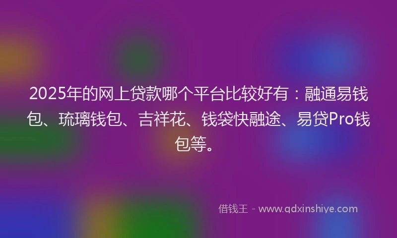 2025年的网上贷款哪个平台比较好有：融通易钱包、琉璃钱包、吉祥花、钱袋快融途、易贷Pro钱包等。
