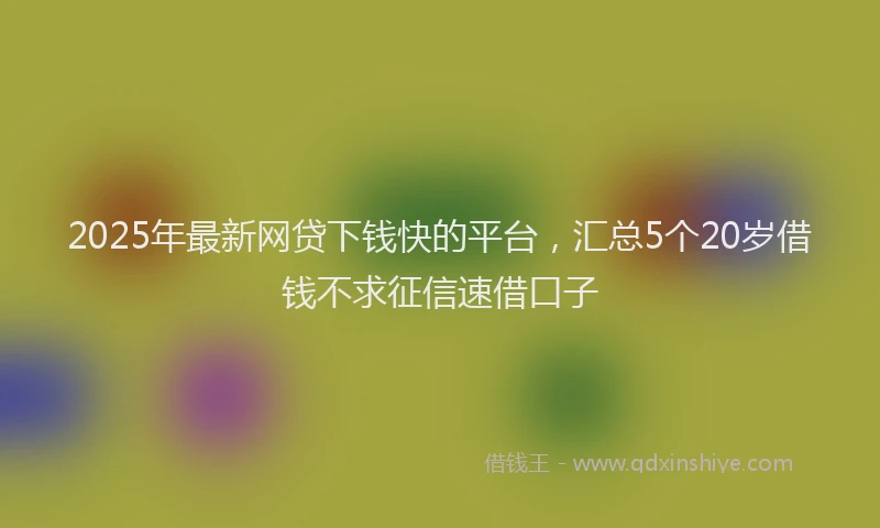 2025年最新网贷下钱快的平台，汇总5个20岁借钱不求征信速借口子