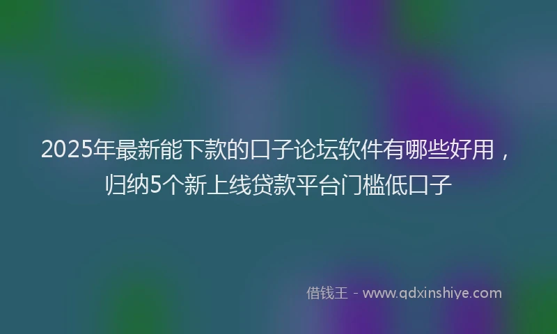2025年最新能下款的口子论坛软件有哪些好用，归纳5个新上线贷款平台门槛低口子