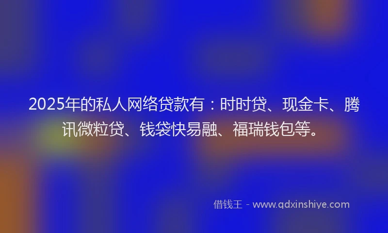 2025年的私人网络贷款有:时时贷、现金卡、腾讯微粒贷、钱袋快易融、福瑞钱包等。