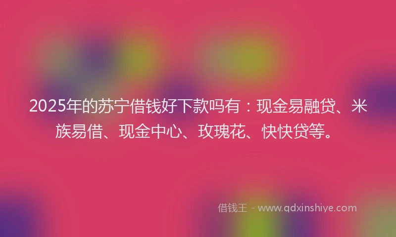 2025年的苏宁借钱好下款吗有：现金易融贷、米族易借、现金中心、玫瑰花、快快贷等。