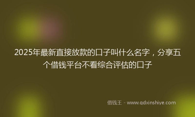 2025年最新直接放款的口子叫什么名字，分享五个借钱平台不看综合评估的口子