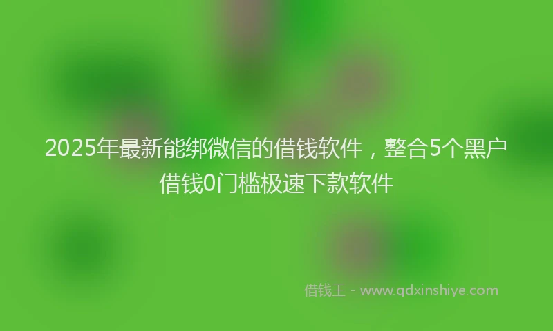 2025年最新能绑微信的借钱软件，整合5个黑户借钱0门槛极速下款软件