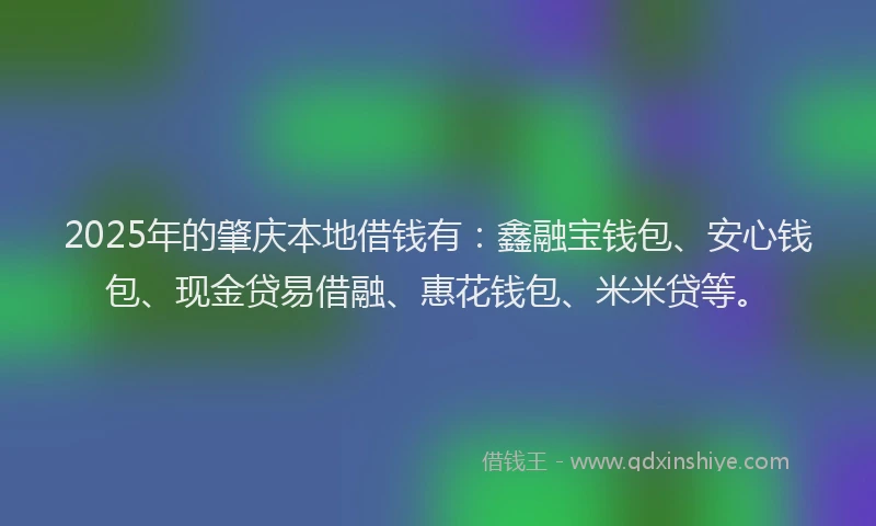 2025年的肇庆本地借钱有：鑫融宝钱包、安心钱包、现金贷易借融、惠花钱包、米米贷等。