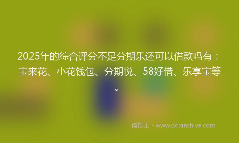 2025年的综合评分不足分期乐还可以借款吗有:宝来花、小花钱包、分期悦、58好借、乐享宝等。