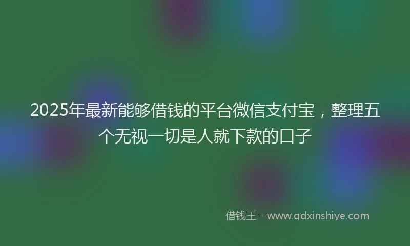 2025年最新能够借钱的平台微信支付宝，整理五个无视一切是人就下款的口子