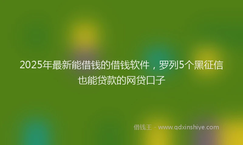 2025年最新能借钱的借钱软件，罗列5个黑征信也能贷款的网贷口子