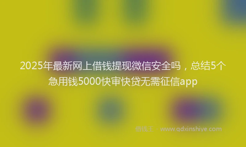 2025年最新网上借钱提现微信安全吗，总结5个急用钱5000快审快贷无需征信app