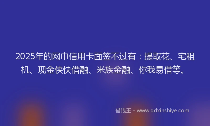 2025年的网申信用卡面签不过有：提取花、宅租机、现金侠快借融、米族金融、你我易借等。