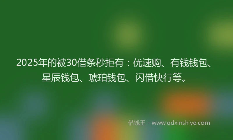 2025年的被30借条秒拒有：优速购、有钱钱包、星辰钱包、琥珀钱包、闪借快行等。