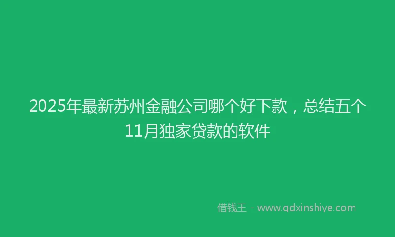 2025年最新苏州金融公司哪个好下款，总结五个11月独家贷款的软件