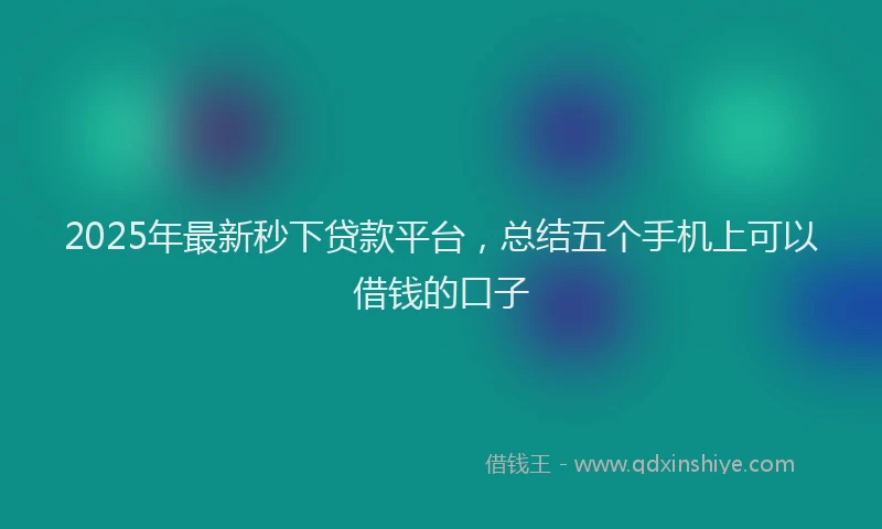2025年最新秒下贷款平台，总结五个手机上可以借钱的口子