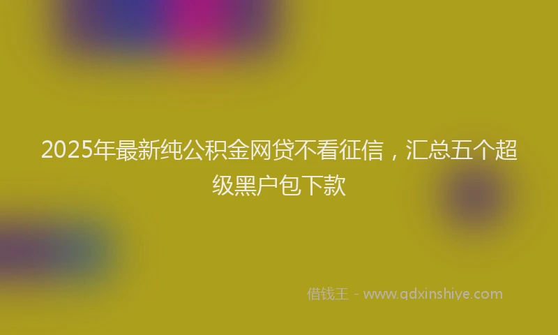 2025年最新纯公积金网贷不看征信，汇总五个超级黑户包下款