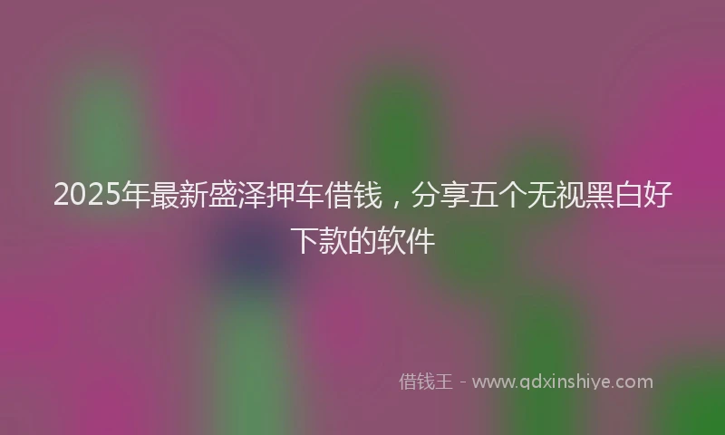 2025年最新盛泽押车借钱，分享五个无视黑白好下款的软件
