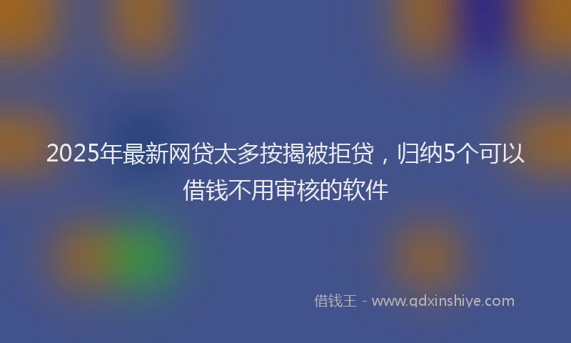 2025年最新网贷太多按揭被拒贷，归纳5个可以借钱不用审核的软件