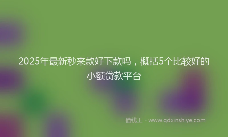 2025年最新秒来款好下款吗，概括5个比较好的小额贷款平台