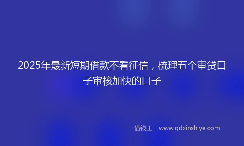 2025年最新短期借款不看征信，梳理五个审贷口子审核加快的口子