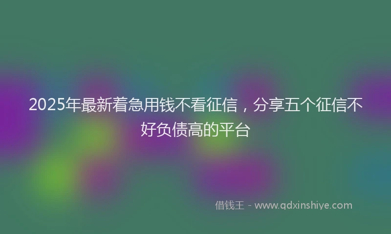 2025年最新着急用钱不看征信，分享五个征信不好负债高的平台