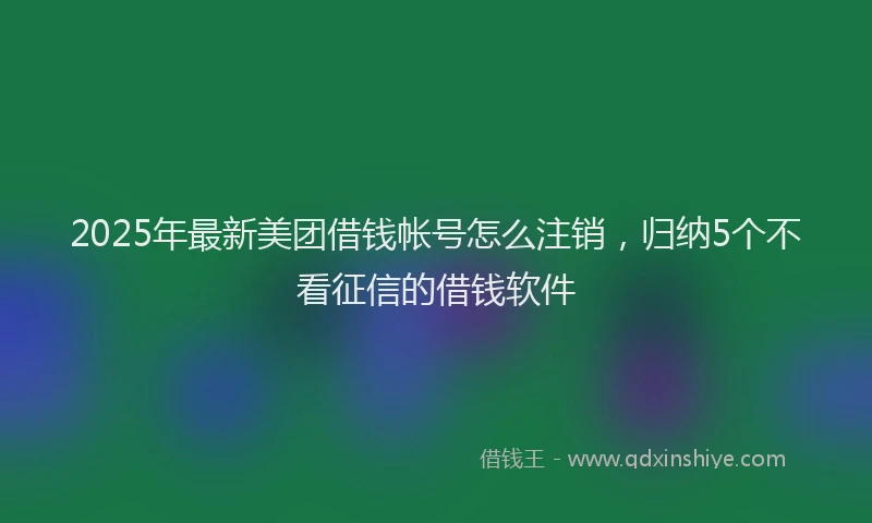 2025年最新美团借钱帐号怎么注销，归纳5个不看征信的借钱软件