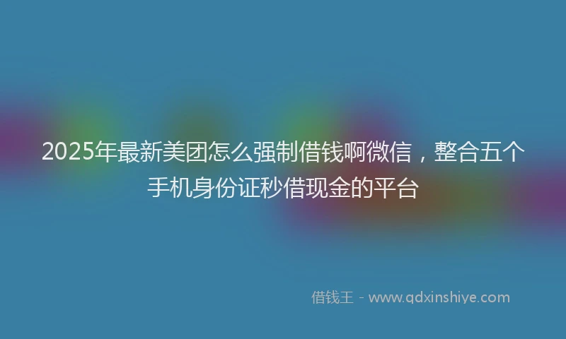 2025年最新美团怎么强制借钱啊微信，整合五个手机身份证秒借现金的平台