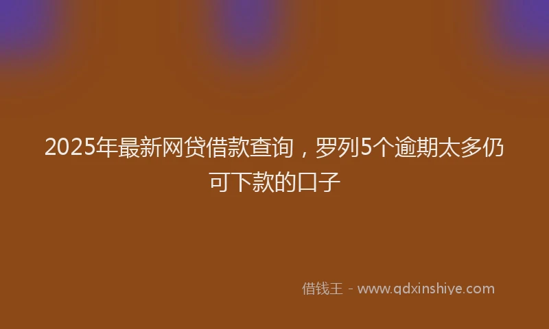 2025年最新网贷借款查询，罗列5个逾期太多仍可下款的口子
