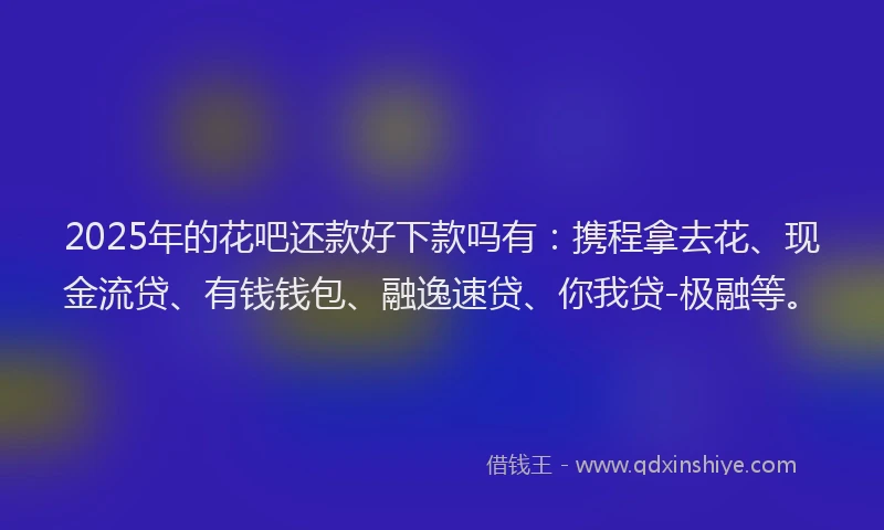 2025年的花吧还款好下款吗有：携程拿去花、现金流贷、有钱钱包、融逸速贷、你我贷-极融等。