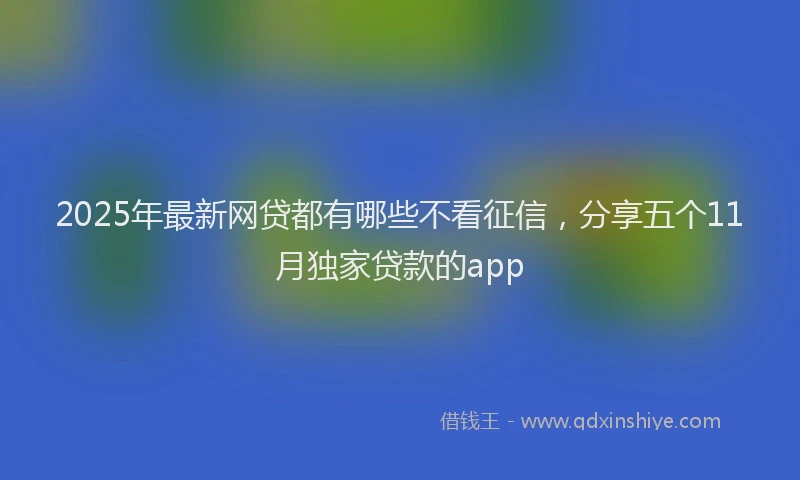 2025年最新网贷都有哪些不看征信，分享五个11月独家贷款的app