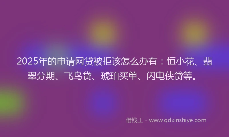 2025年的申请网贷被拒该怎么办有：恒小花、翡翠分期、飞鸟贷、琥珀买单、闪电侠贷等。