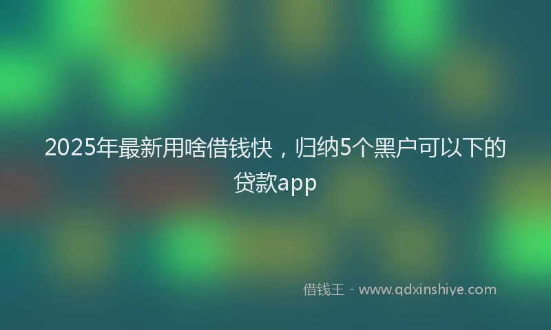 2025年最新用啥借钱快，归纳5个黑户可以下的贷款app