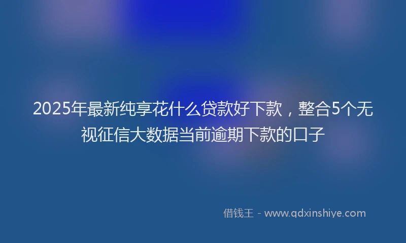 2025年最新纯享花什么贷款好下款，整合5个无视征信大数据当前逾期下款的口子