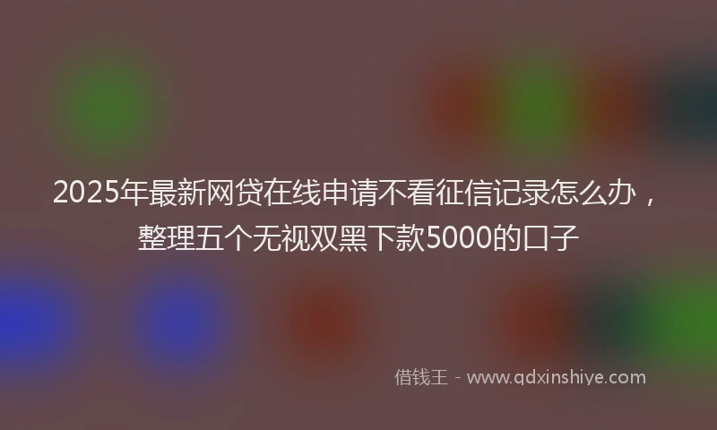 2025年最新网贷在线申请不看征信记录怎么办，整理五个无视双黑下款5000的口子
