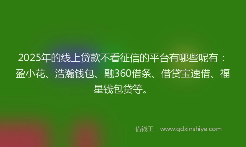 2025年的线上贷款不看征信的平台有哪些呢有：盈小花、浩瀚钱包、融360借条、借贷宝速借、福星钱包贷等。