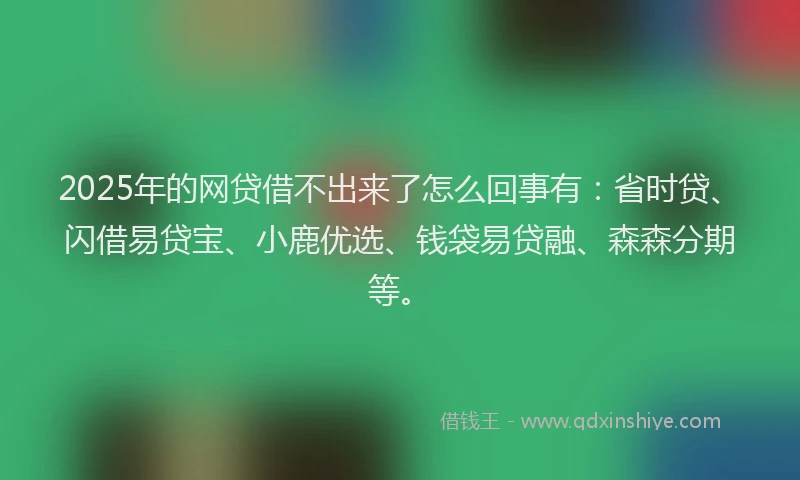 2025年的网贷借不出来了怎么回事有：省时贷、闪借易贷宝、小鹿优选、钱袋易贷融、森森分期等。