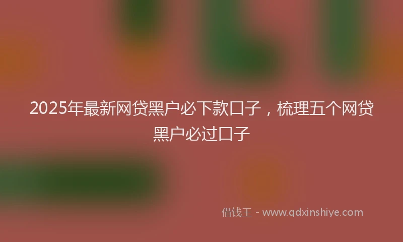 2025年最新网贷黑户必下款口子，梳理五个网贷黑户必过口子