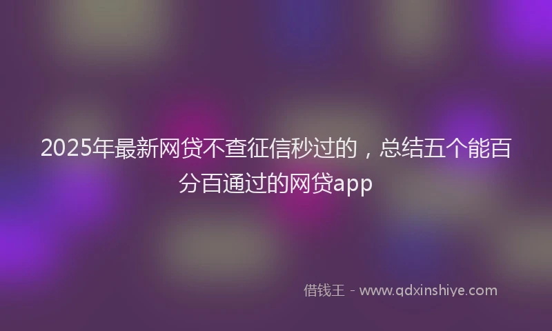 2025年最新网贷不查征信秒过的，总结五个能百分百通过的网贷app