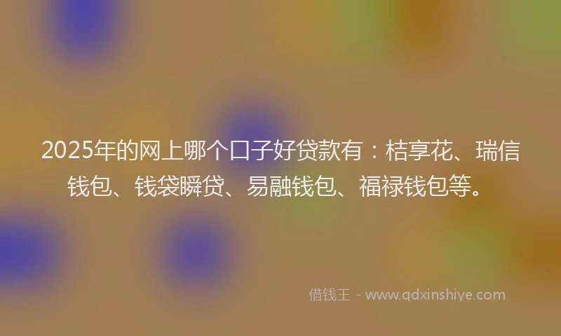 2025年的网上哪个口子好贷款有：桔享花、瑞信钱包、钱袋瞬贷、易融钱包、福禄钱包等。