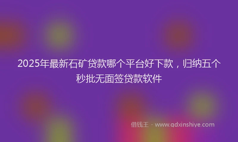 2025年最新石矿贷款哪个平台好下款，归纳五个秒批无面签贷款软件