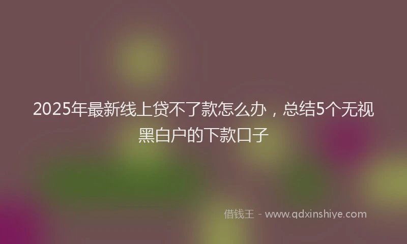 2025年最新线上贷不了款怎么办，总结5个无视黑白户的下款口子