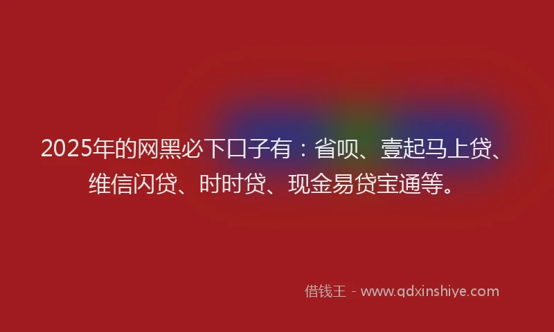 2025年的网黑必下口子有：省呗、壹起马上贷、维信闪贷、时时贷、现金易贷宝通等。