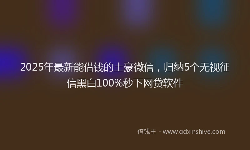 2025年最新能借钱的土豪微信，归纳5个无视征信黑白100%秒下网贷软件