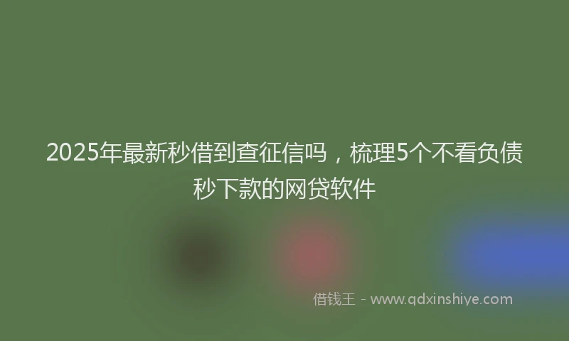 2025年最新秒借到查征信吗，梳理5个不看负债秒下款的网贷软件