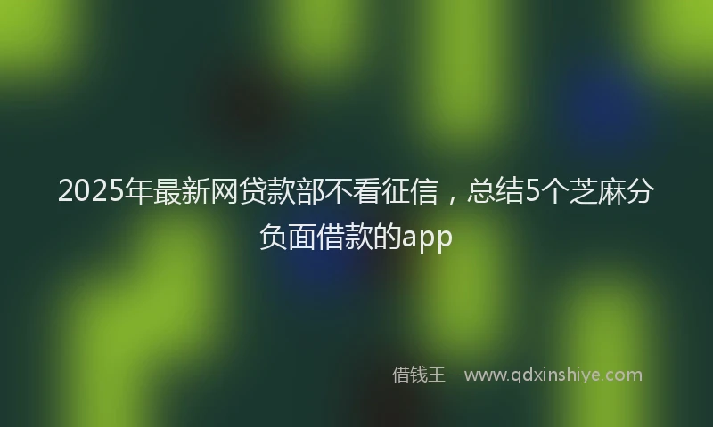 2025年最新网贷款部不看征信，总结5个芝麻分负面借款的app