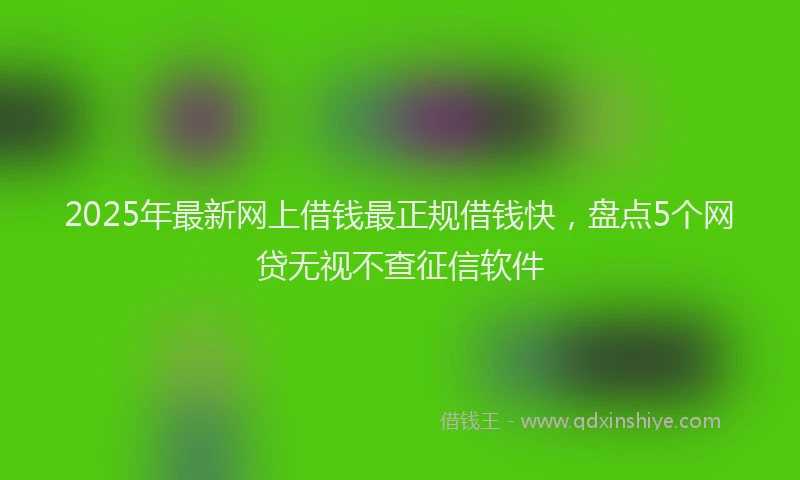 2025年最新网上借钱最正规借钱快，盘点5个网贷无视不查征信软件