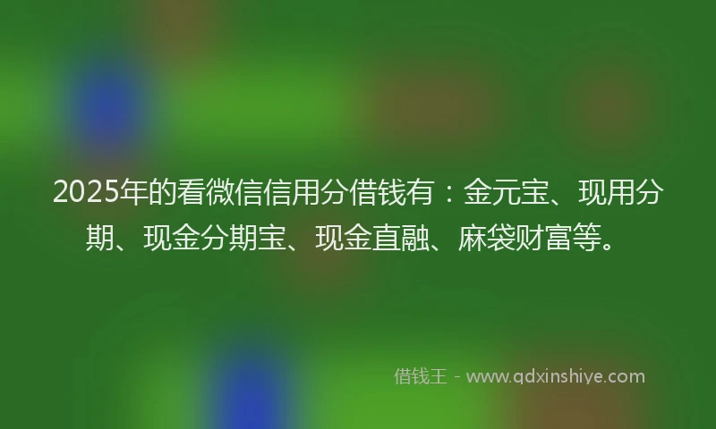 2025年的看微信信用分借钱有：金元宝、现用分期、现金分期宝、现金直融、麻袋财富等。