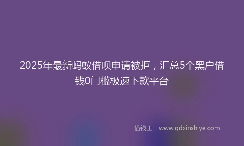 2025年最新蚂蚁借呗申请被拒，汇总5个黑户借钱0门槛极速下款平台